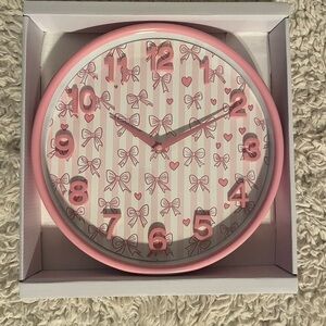 & Other Stories Pink Bow Pattern Wall Clock